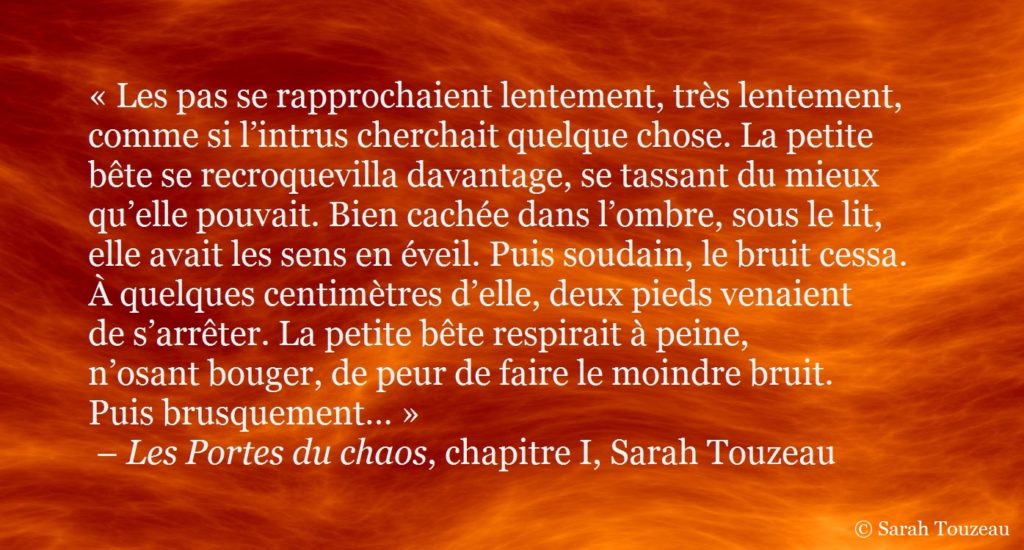 Extrait de les Portes du chaos, un livre écrit par Sarah Touzeau, autrice de Fantasy